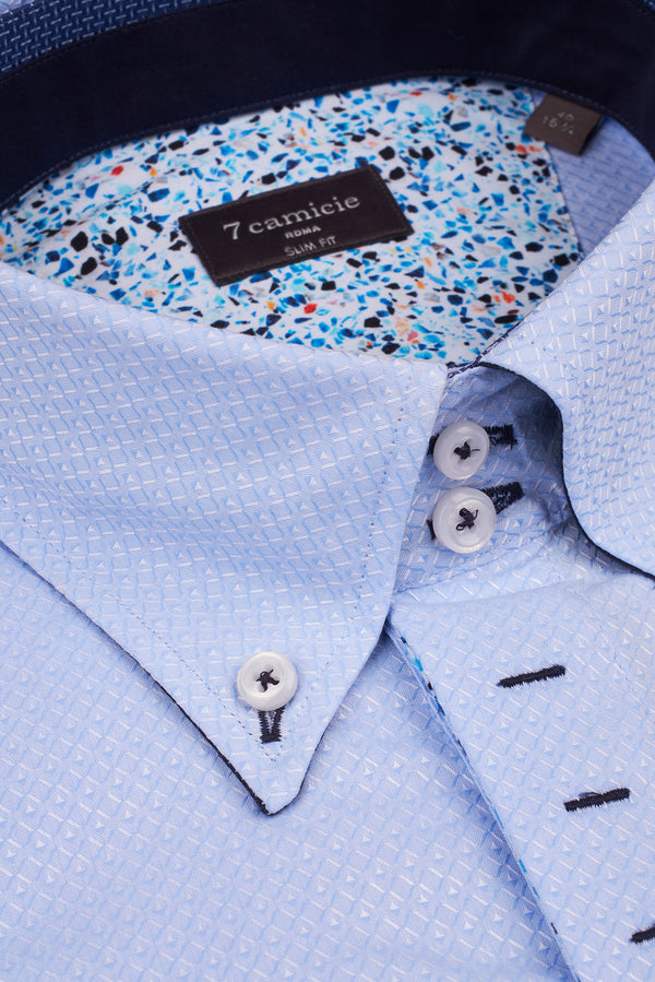 Camicia Uomo Roma Iconic Jacquard Celeste Celeste