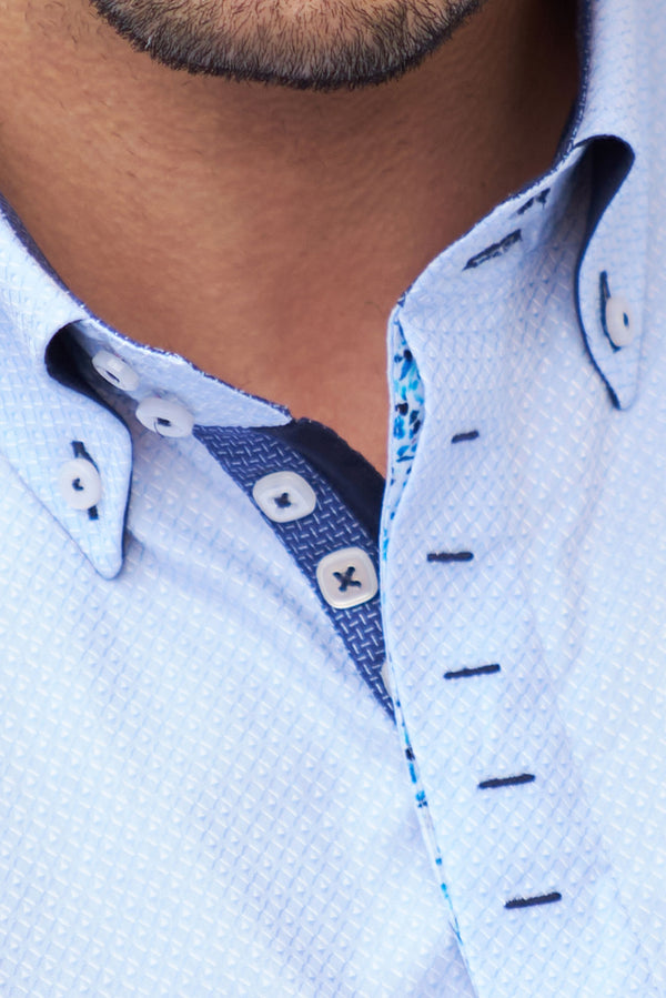 Camicia Uomo Roma Iconic Jacquard Celeste Celeste