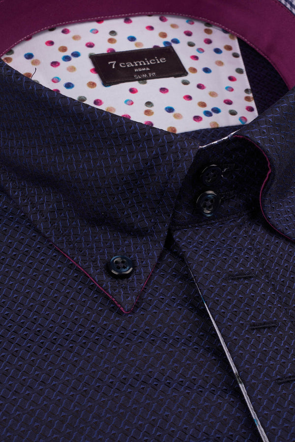 Camicia Uomo Roma Iconic Jacquard Blu Blu