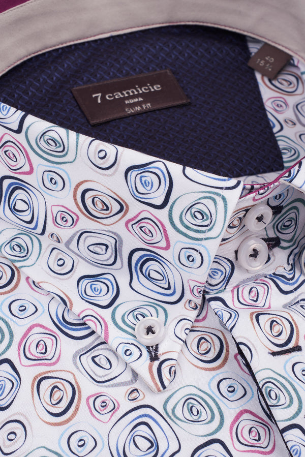 Roma Iconic Poplin Man Shirt White Blue