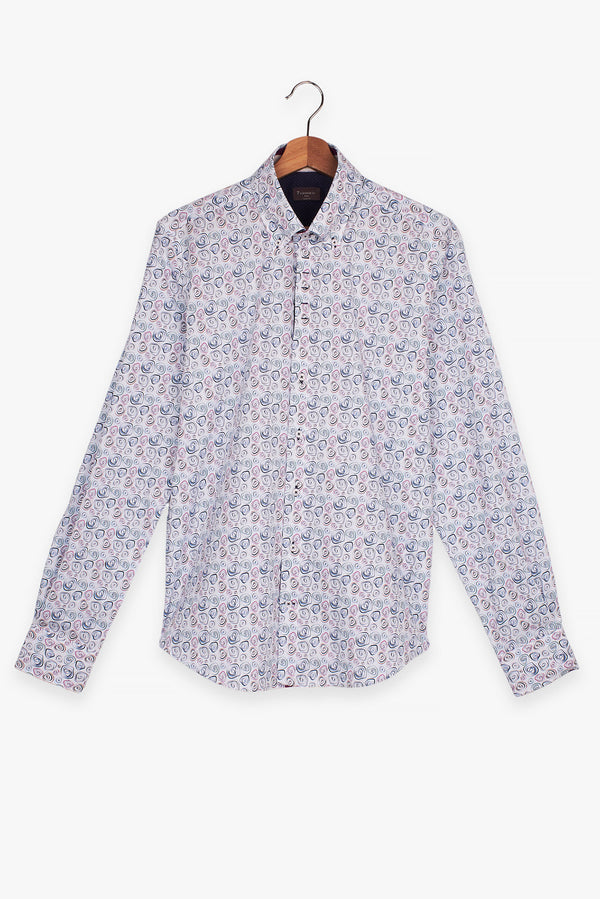 Camicia Uomo Roma Iconic Popelin Bianco Blu