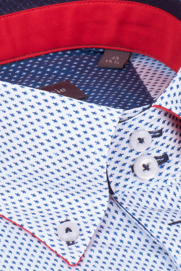Camicia Uomo Roma Iconic Popelin Bianco Blu