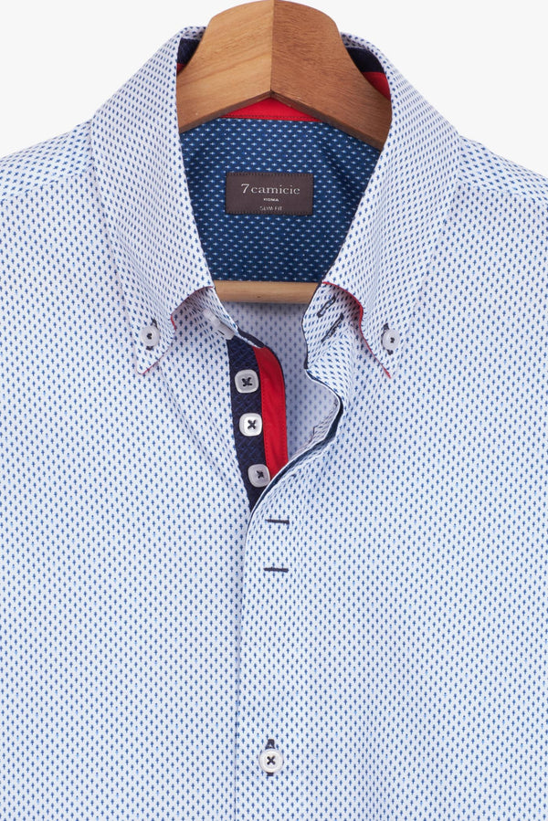 Camicia Uomo Roma Iconic Popelin Bianco Blu