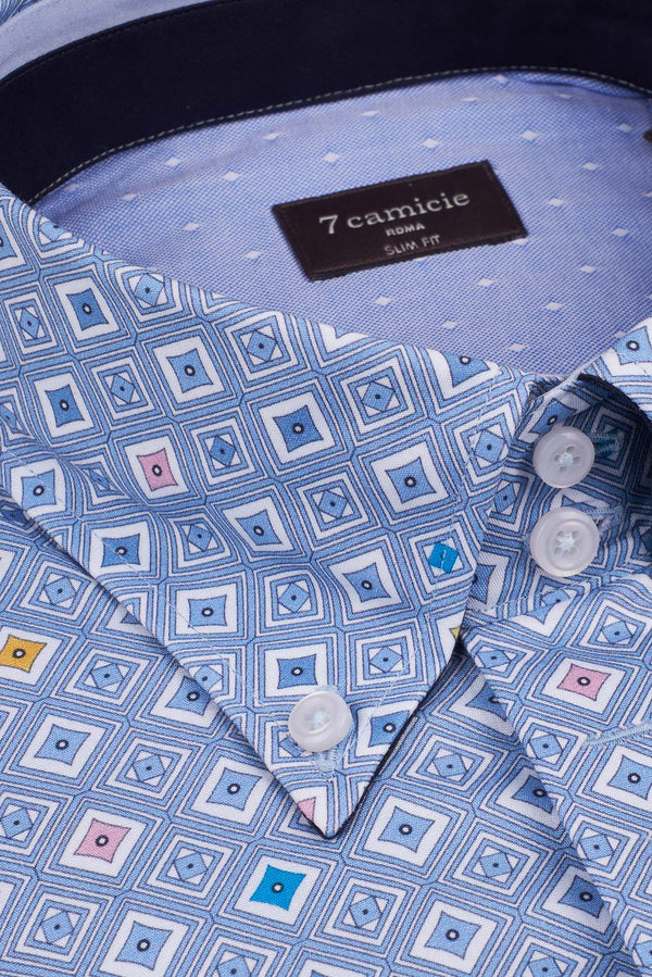 Camisa Hombre Roma Iconic Popelin Azul Claro Blanco
