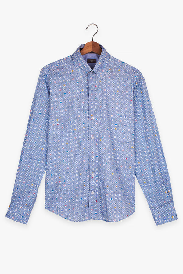 Camisa Hombre Roma Iconic Popelin Azul Claro Blanco