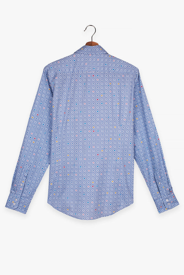 Camisa Hombre Roma Iconic Popelin Azul Claro Blanco