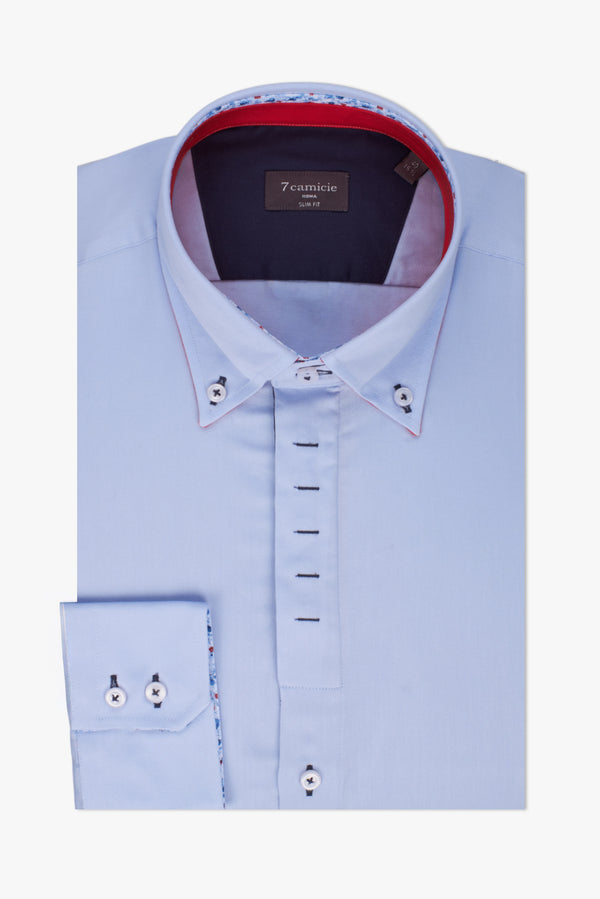 Camicia Uomo Roma Iconic Satin Celeste