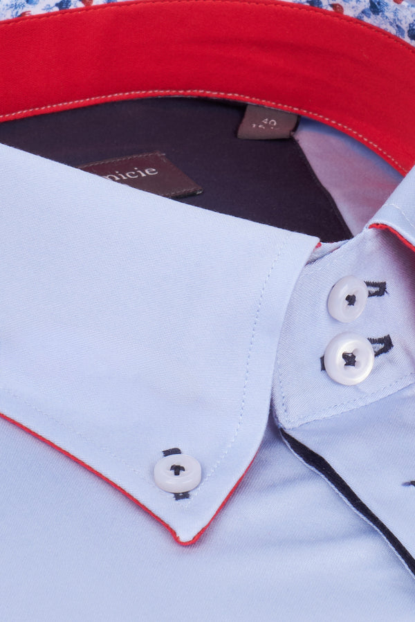 Camicia Uomo Roma Iconic Satin Celeste