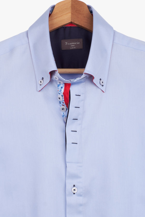 Camicia Uomo Roma Iconic Satin Celeste