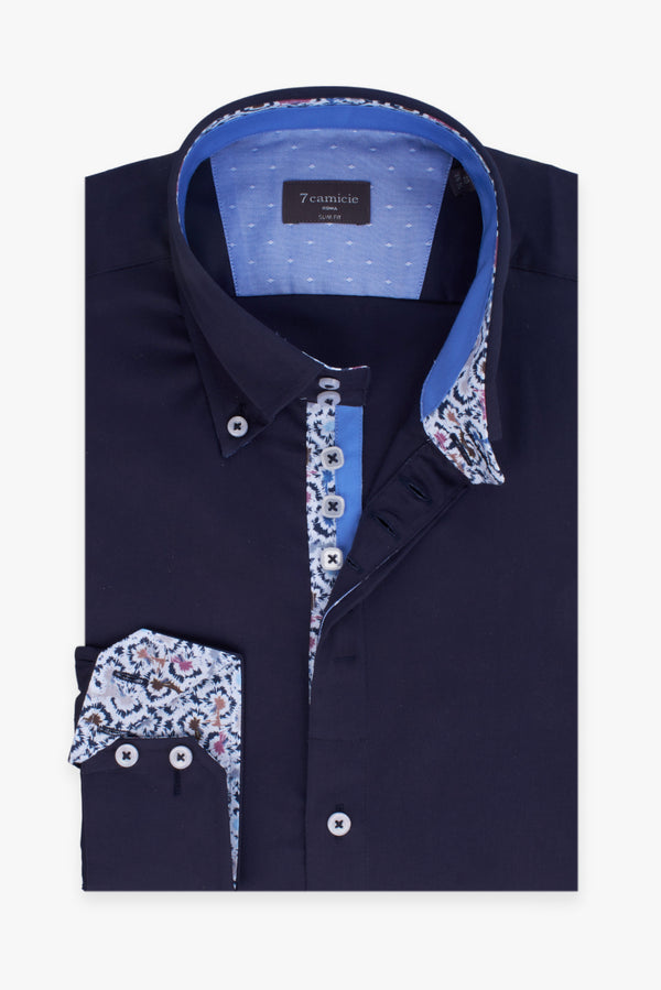 Camicia Uomo Roma Iconic Satin Blu