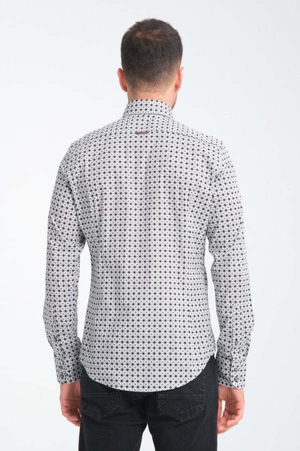 Camisa Hombre Roma Iconic Popelin Stretch Blanco Negro