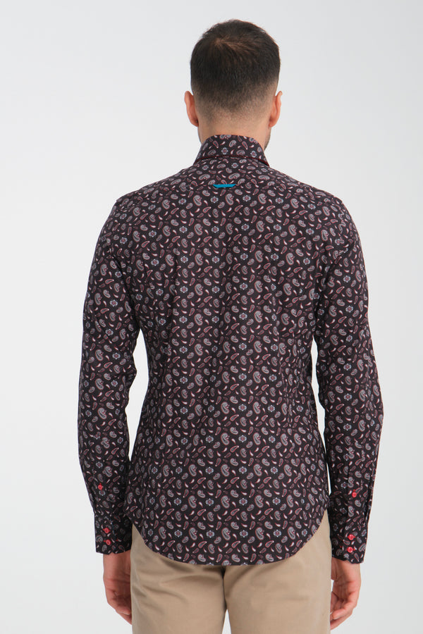 Roma Iconic Poplin Stretch Man Shirt Black Red