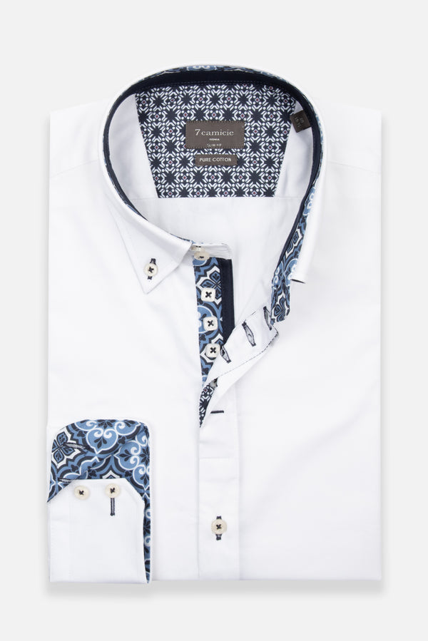 Roma Iconic Herren Hemd Satin Weiss