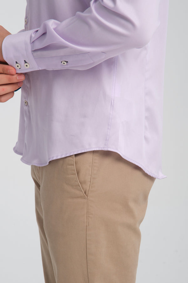 Chemise Homme Roma Iconic Satin Lilas