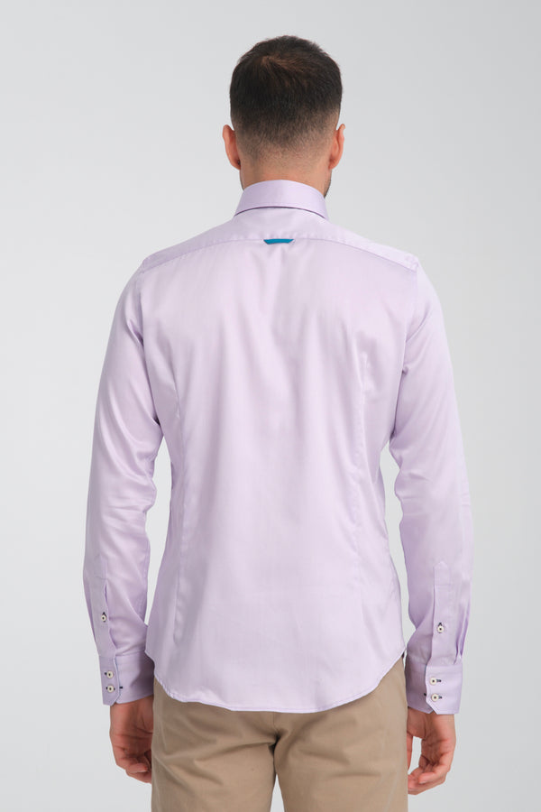 Chemise Homme Roma Iconic Satin Lilas