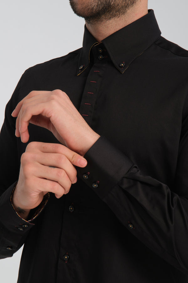 Chemise Homme Roma Iconic Satin Noir