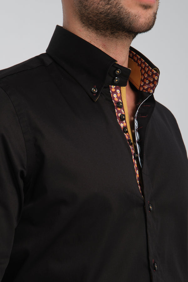 Chemise Homme Roma Iconic Satin Noir