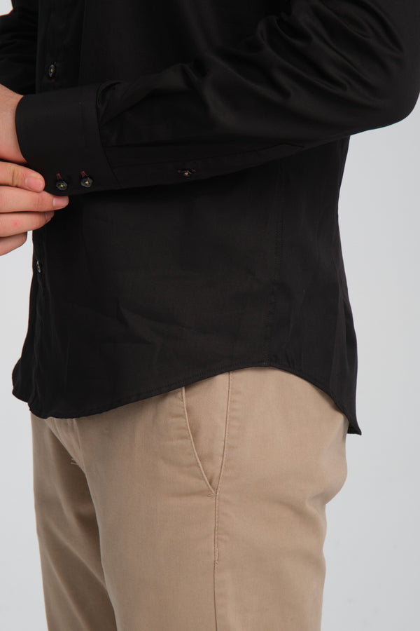 Chemise Homme Roma Iconic Satin Noir