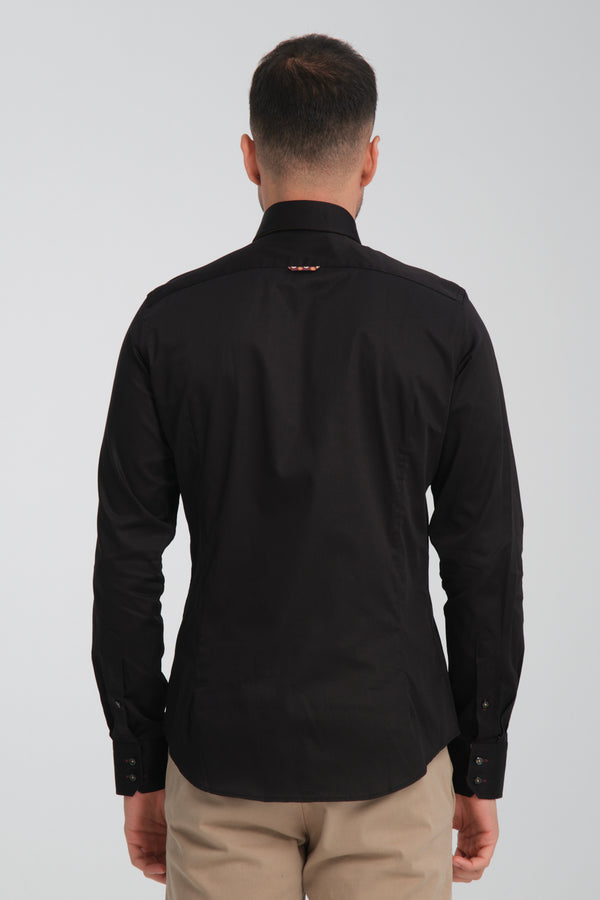 Chemise Homme Roma Iconic Satin Noir