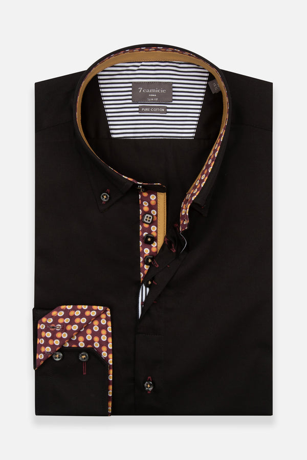Chemise Homme Roma Iconic Satin Noir