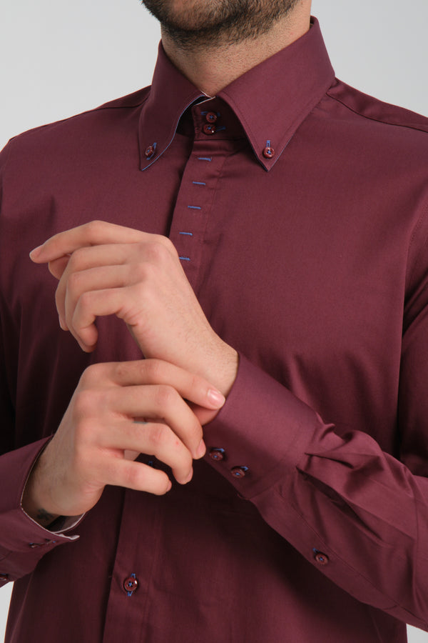 Chemise Homme Roma Iconic Satin Rouge