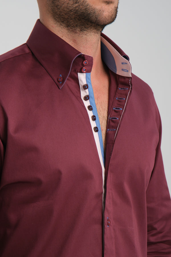 Chemise Homme Roma Iconic Satin Rouge