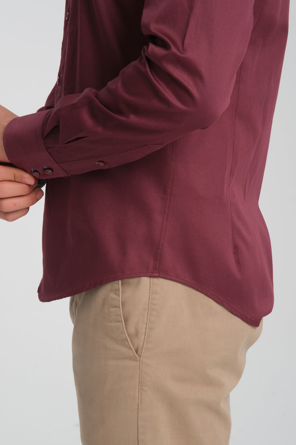 Chemise Homme Roma Iconic Satin Rouge
