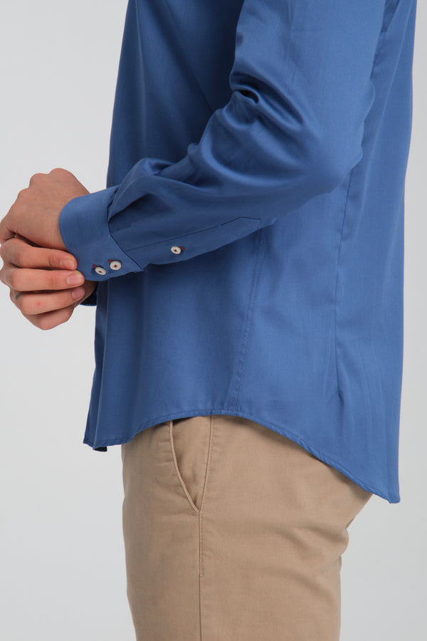 Roma Iconic Satin Man Shirt Blue