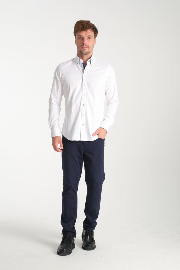 Roma Iconic Herren Hemd Jacquard Weiss Weiss