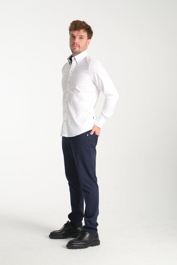 Roma Iconic Herren Hemd Jacquard Weiss Weiss