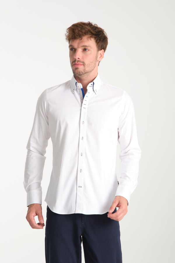 Roma Iconic Herren Hemd Jacquard Weiss Weiss