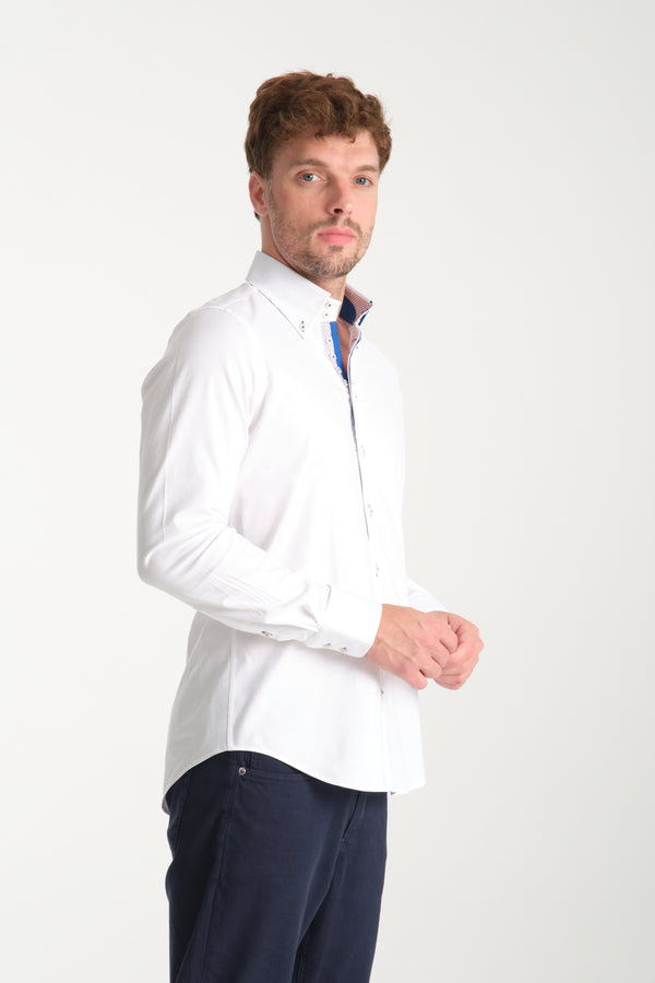 Roma Iconic Herren Hemd Jacquard Weiss Weiss
