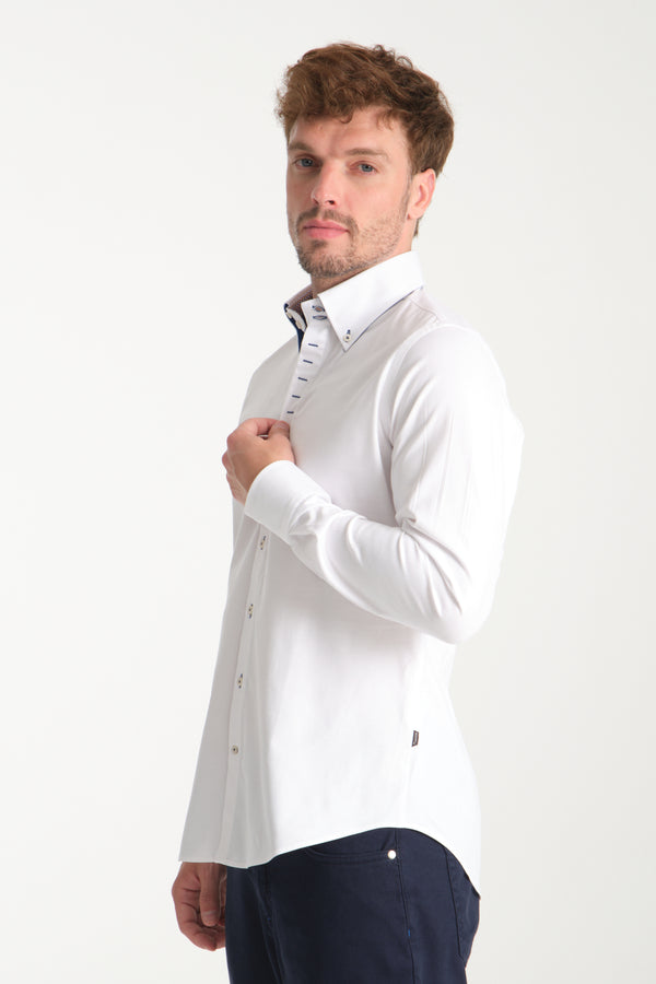 Roma Iconic Herren Hemd Jacquard Weiss Weiss