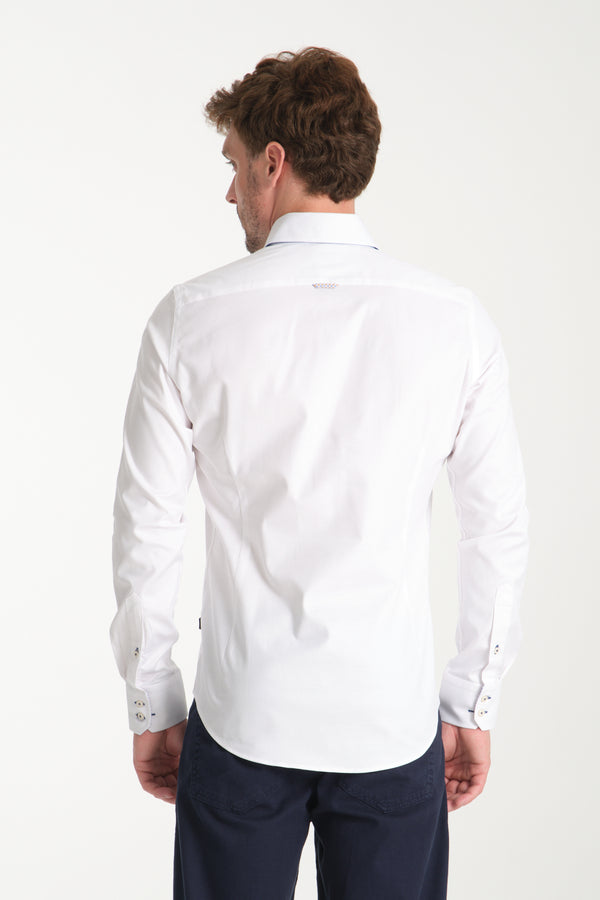 Roma Iconic Herren Hemd Jacquard Weiss Weiss