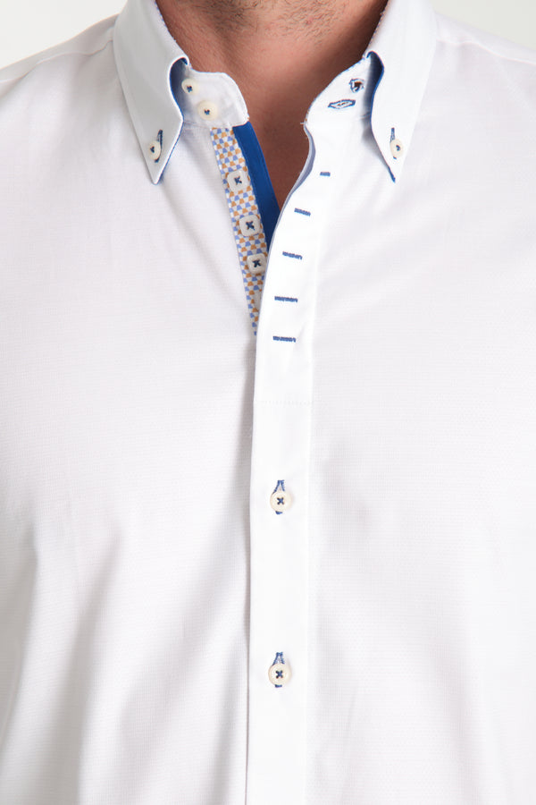 Roma Iconic Herren Hemd Jacquard Weiss Weiss