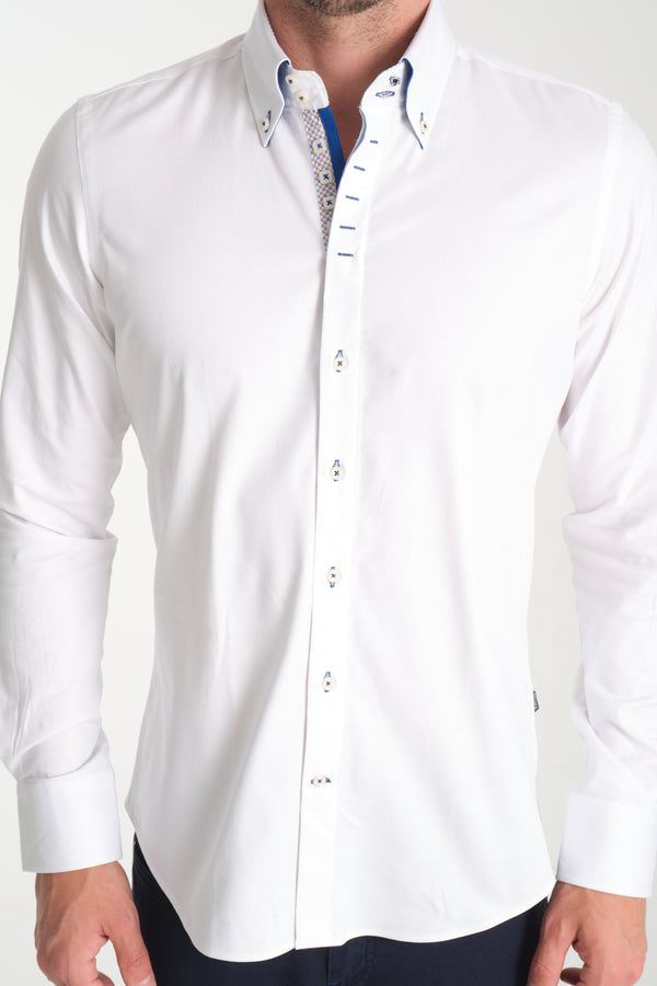 Roma Iconic Herren Hemd Jacquard Weiss Weiss