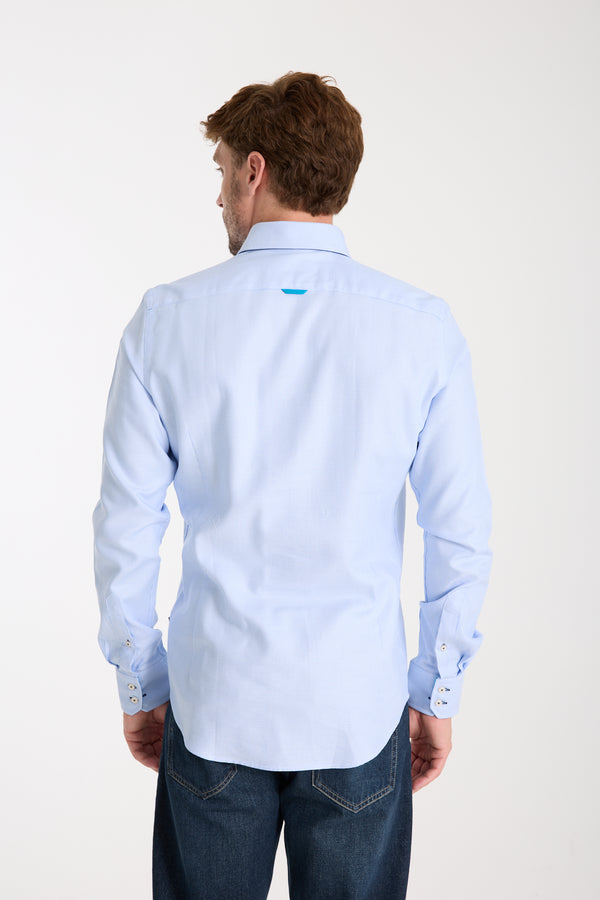 Camisa Hombre Roma Iconic Jacquard Blanco Azul Claro