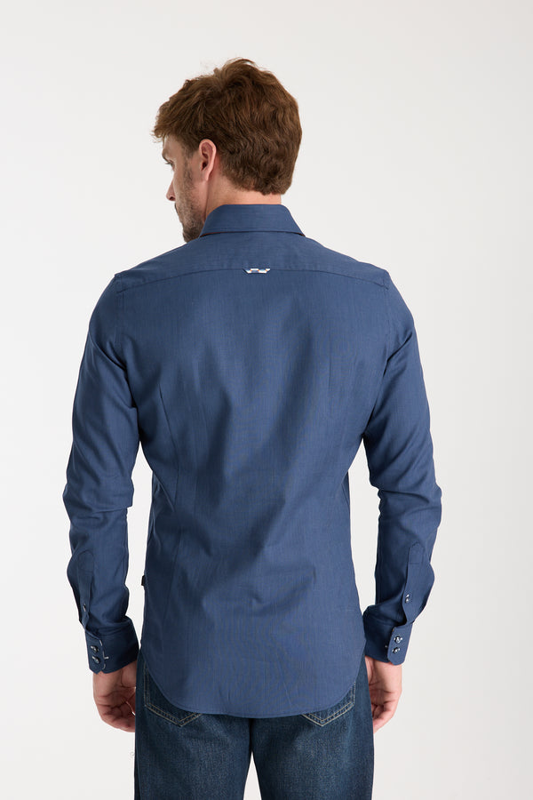 Camisa Hombre Roma Iconic Popelin Azul Blanco