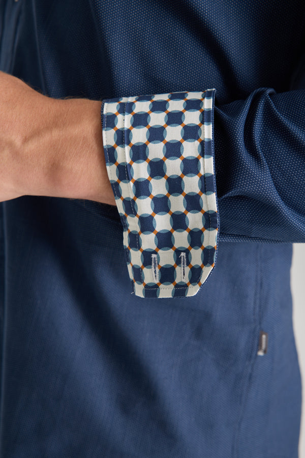 Camisa Hombre Roma Iconic Popelin Azul Blanco