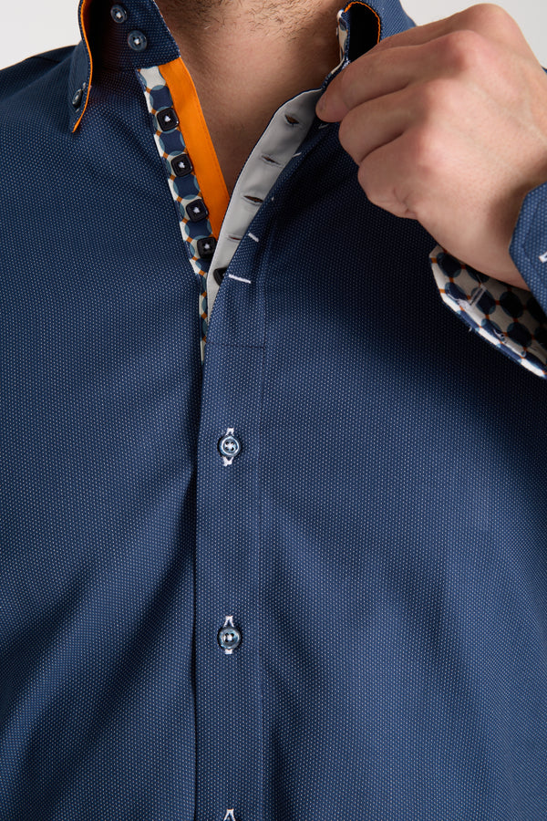 Camisa Hombre Roma Iconic Popelin Azul Blanco