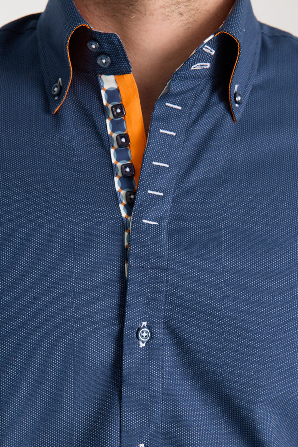 Camisa Hombre Roma Iconic Popelin Azul Blanco