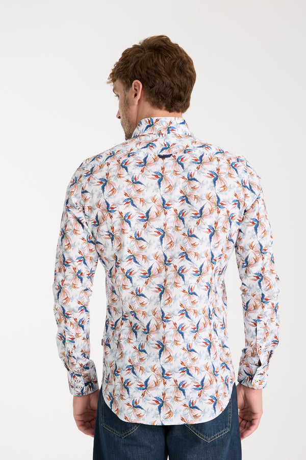 Chemise Homme Roma Iconic Popelin Stretch Blanc Bleu