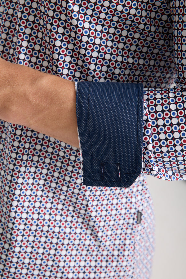 Chemise Homme Roma Iconic Popelin Stretch Bleu Rouge