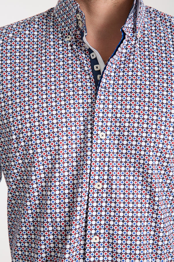 Chemise Homme Roma Iconic Popelin Stretch Bleu Rouge