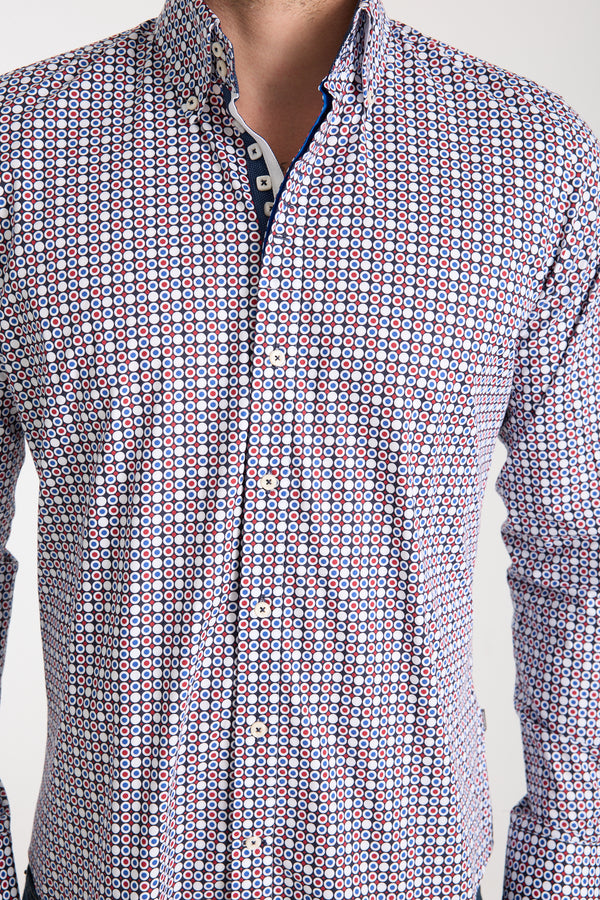 Chemise Homme Roma Iconic Popelin Stretch Bleu Rouge