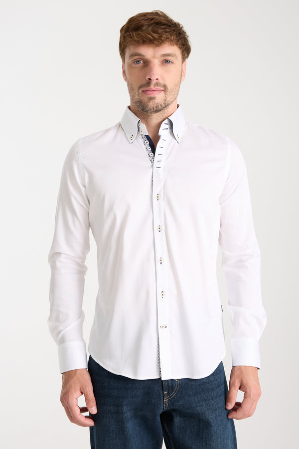 Roma Satin Man Shirt White