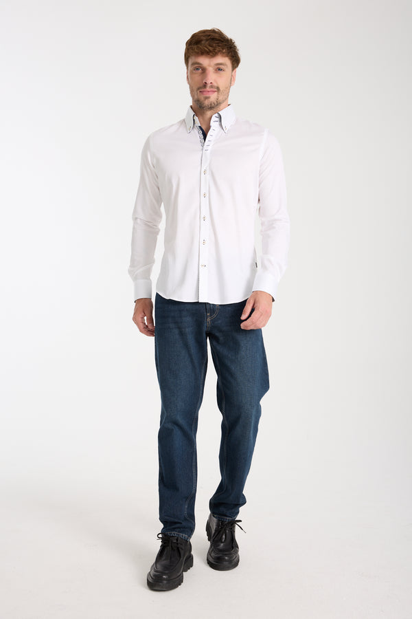 Roma Satin Man Shirt White