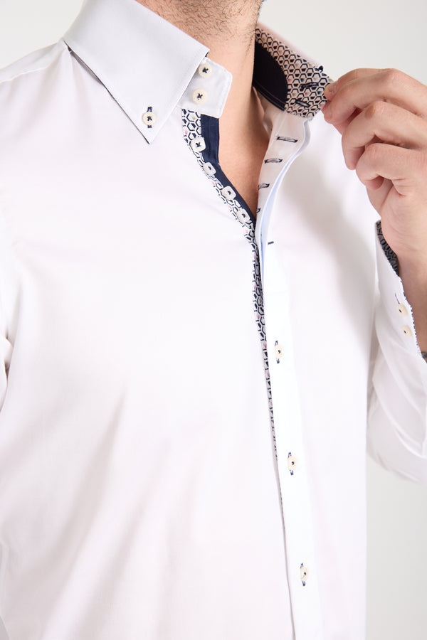 Roma Satin Man Shirt White