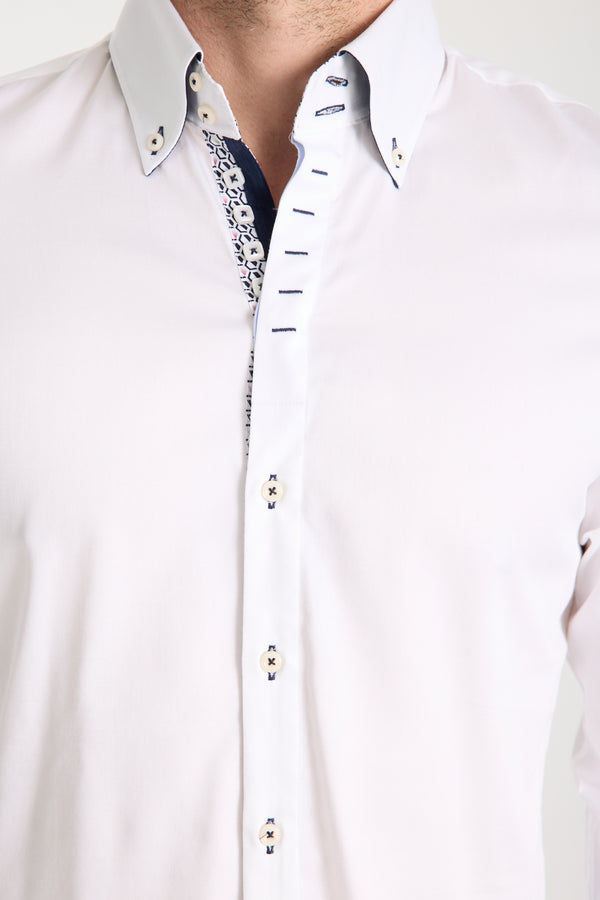 Roma Satin Man Shirt White