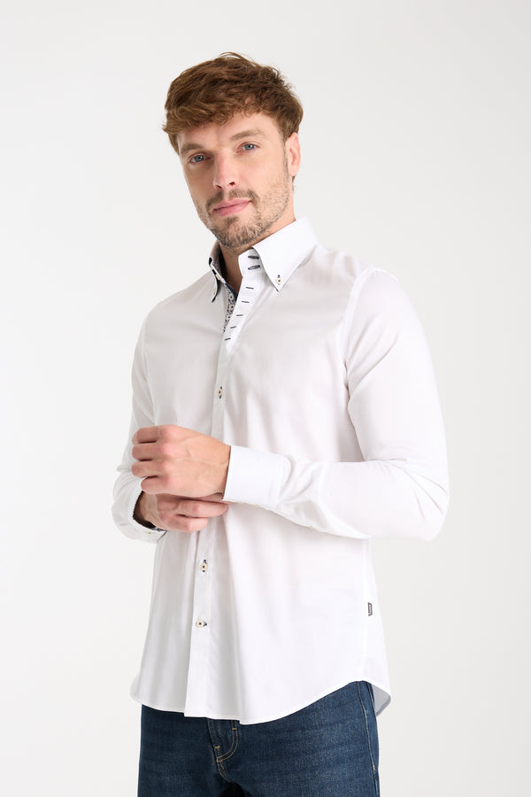 Roma Satin Man Shirt White